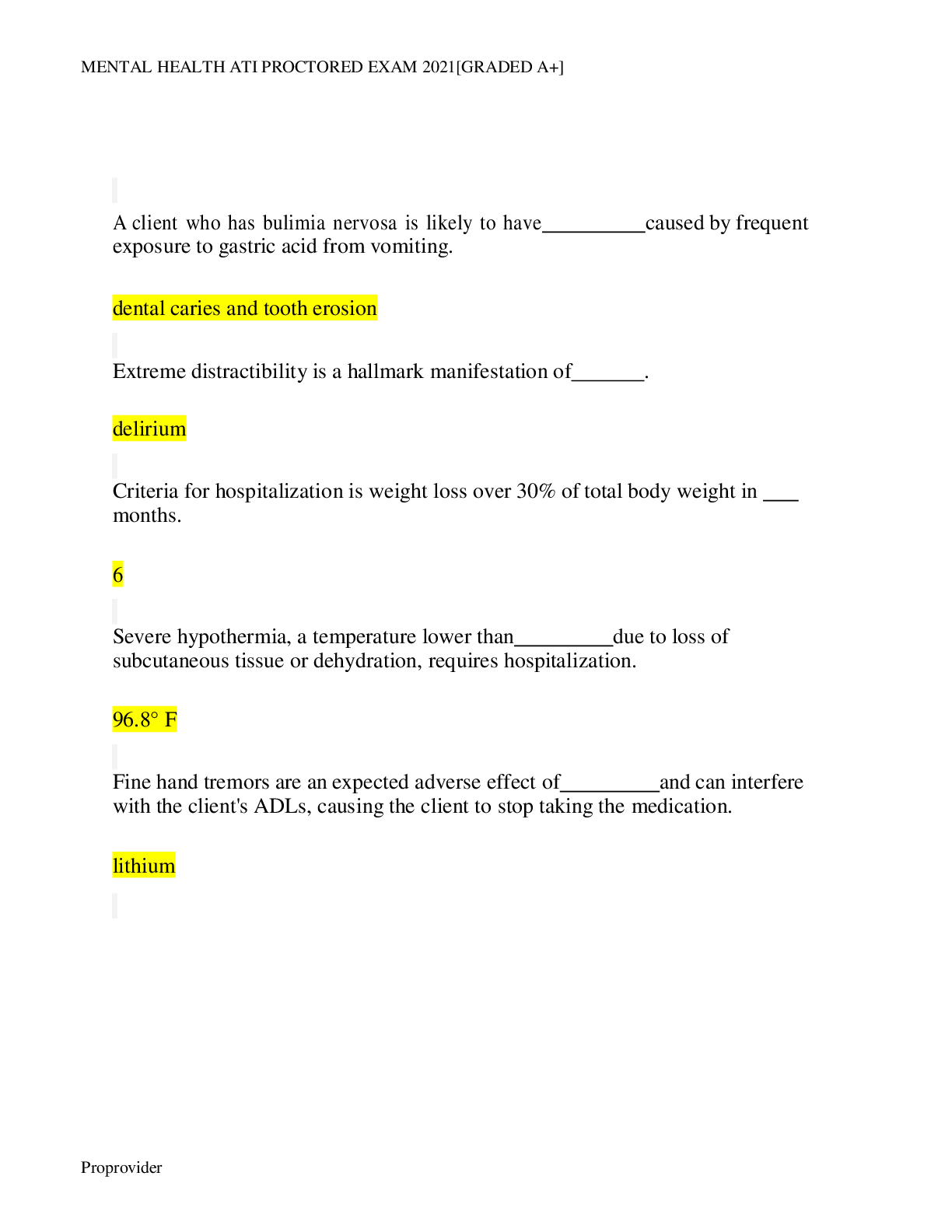 Preview image for MENTAL HEALTH ATI PROCTORED EXAM 2022